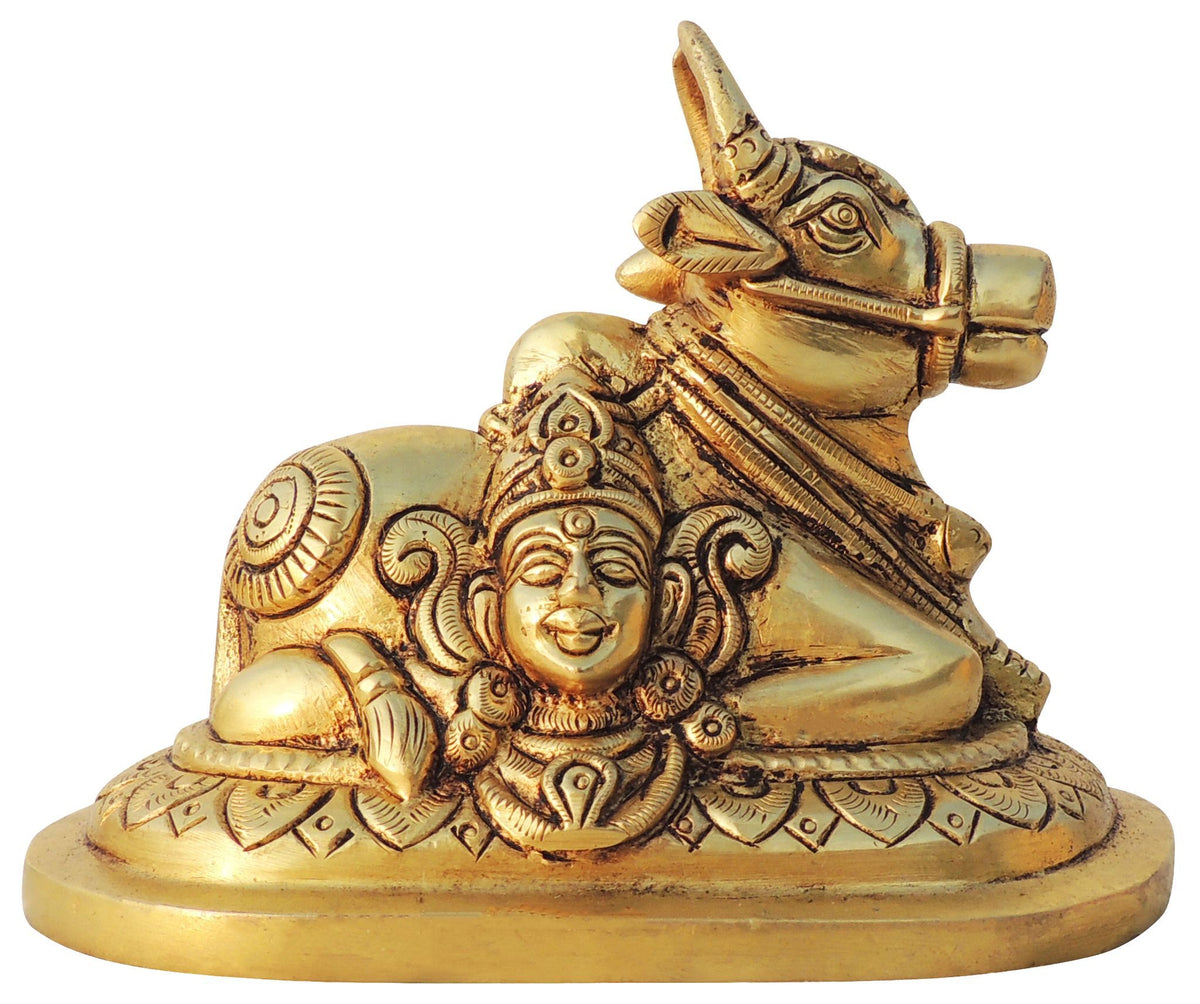 Brass Showpiece Nandi God Idol Statue - 5.5*3.2*4 Inch (BS1605 D)