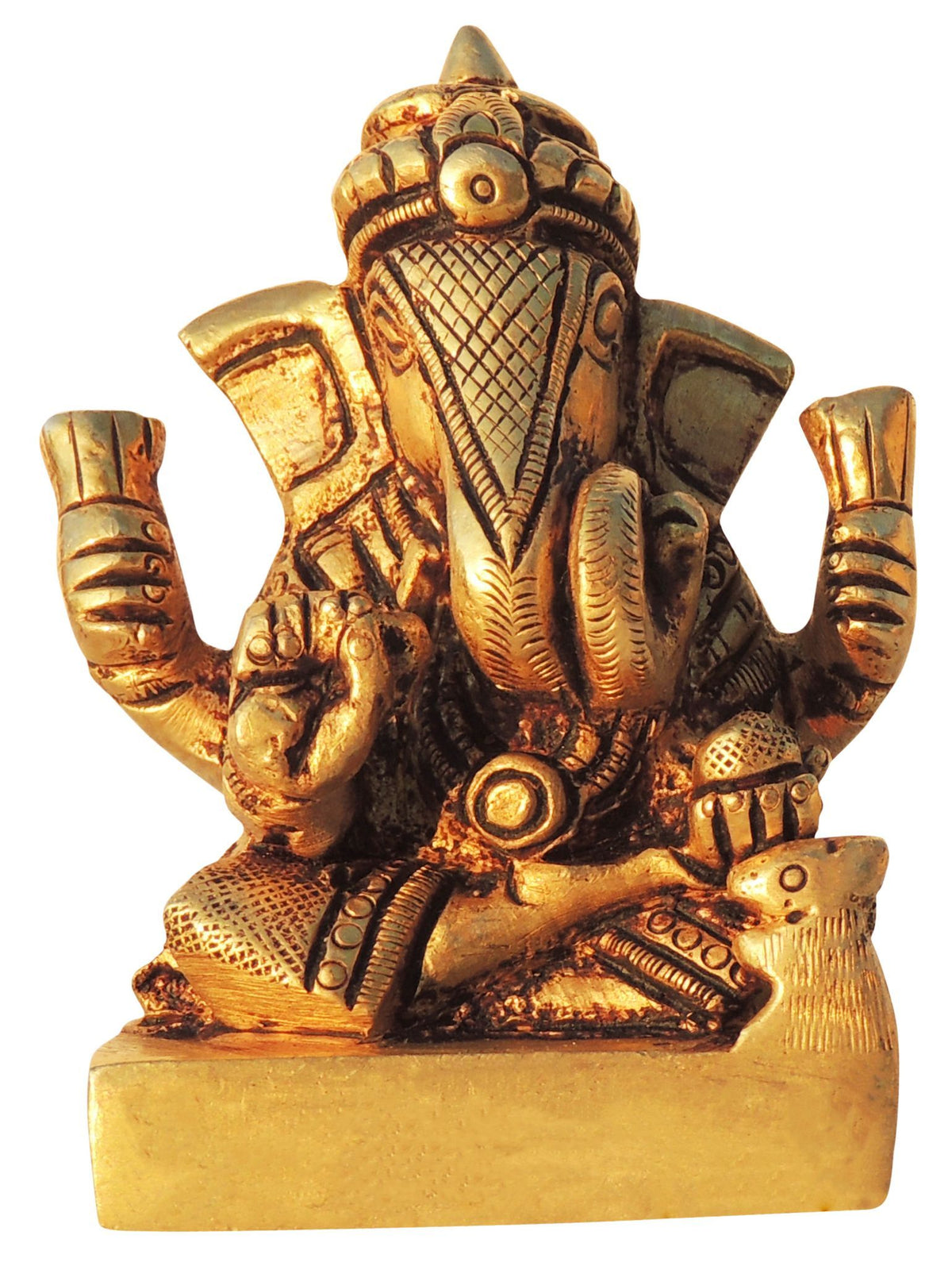 Brass Showpiece Ganesh Ji God Idol Statue - 2.2*1.2*3 Inch (BS1610 E)