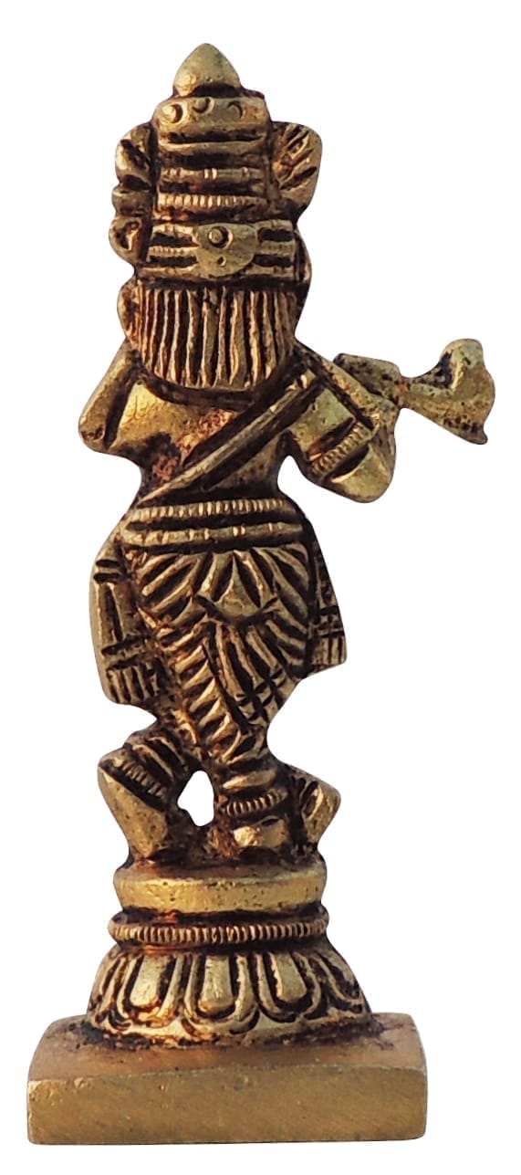 Brass Showpiece Krishna God Idol Statue - 1.5*1*3 Inch (BS1611 K)