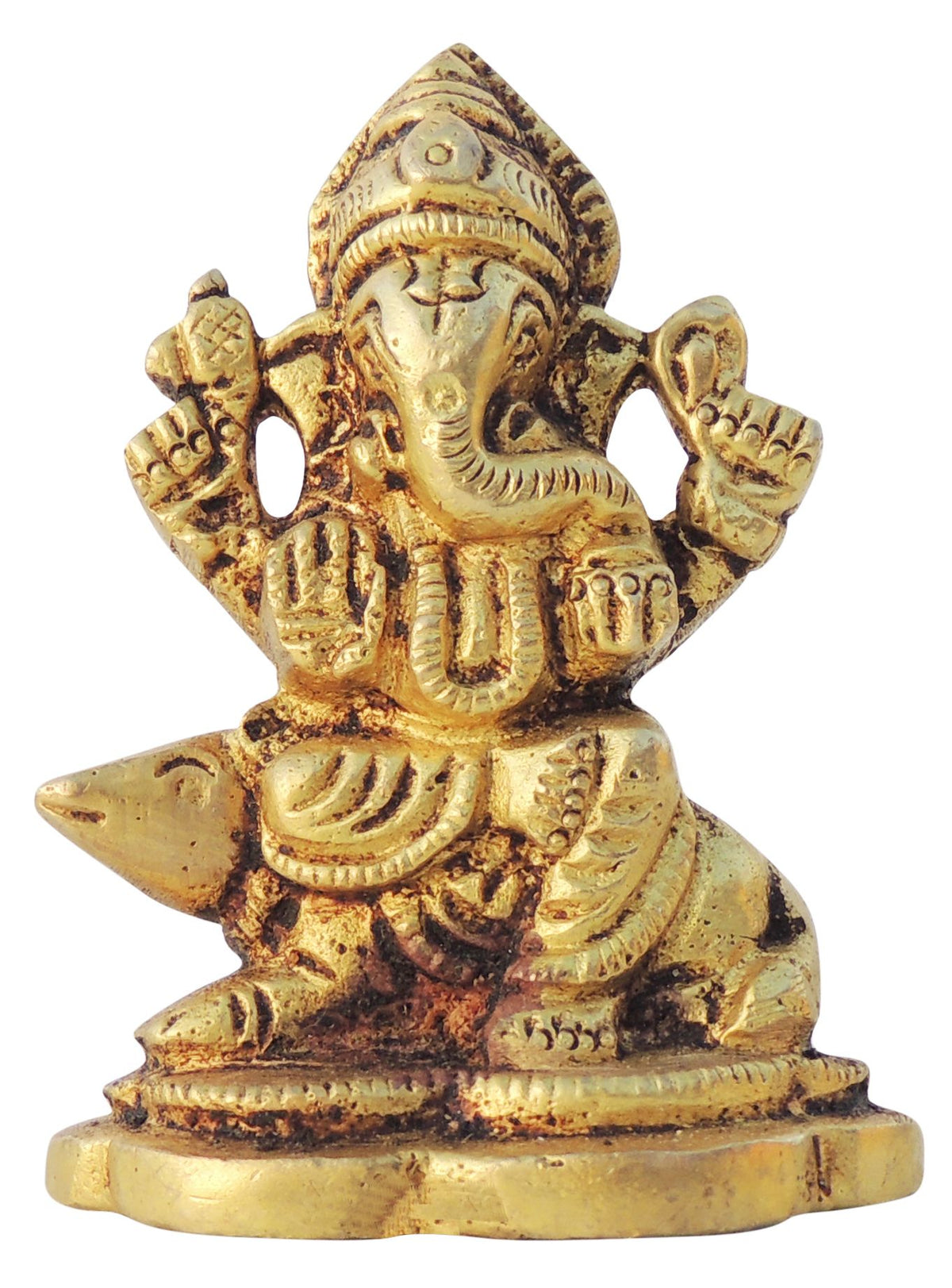 Brass Showpiece Ganesh Ji God Idol Statue - 2*1.2*2.5 Inch (BS1614 G)