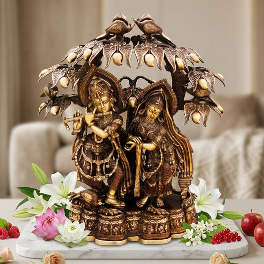 Brass Showpiece Radha Krishna With Tree God Idol Statue - 25*12.5*28 Inch (BS1626 G)