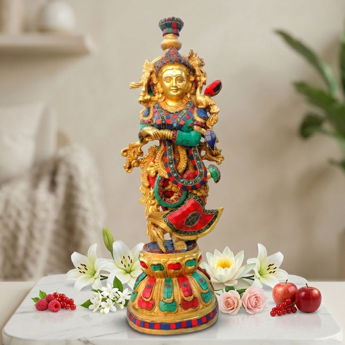 Brass Showpiece Radha Ji God Idol Statue - 7*5*20.5 Inch (BS1628 R)