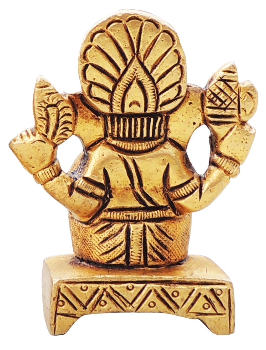 Brass Showpiece Ganesh JiGod Idol Statue - 2*1.2*2.5 Inch (BS1644 G)