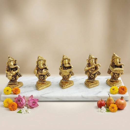 Brass Showpiece Ganesh Musical Set God Idol Statue (BS1649 C)