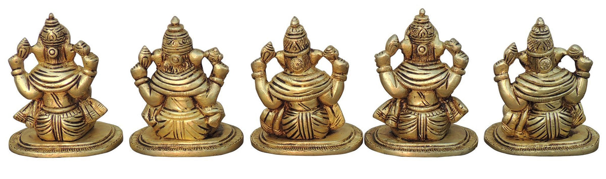 Brass Showpiece Musical Ganesh God Idol Statue - 3.2*2.7*4 Inch (BS1649 H)