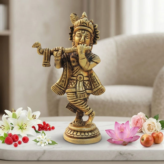 Brass Showpiece KrishnaGod Idol Statue - 2*1*3.2 Inch (BS1672 K)