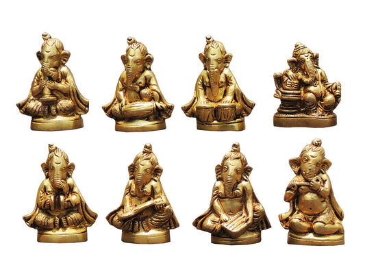 Brass Showpiece Ganesh Musical Set God Idol Statue (BS1698 D)