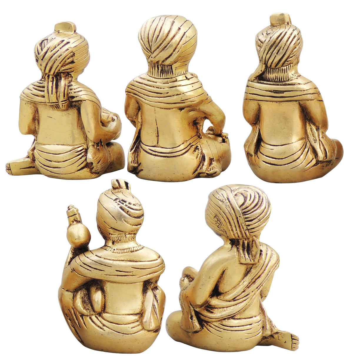 Brass Showpiece Musical Instrumental Statue, Set of 5 Pieces - 3*2.5*5 Inch (BS1698 E)