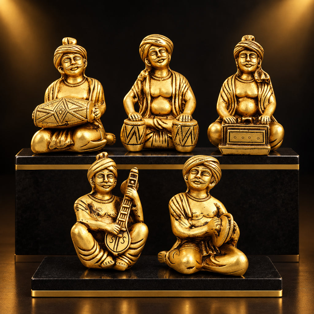 Brass Showpiece Musical Instrumental Statue, Set of 5 Pieces - 3*2.5*5 Inch (BS1698 E)