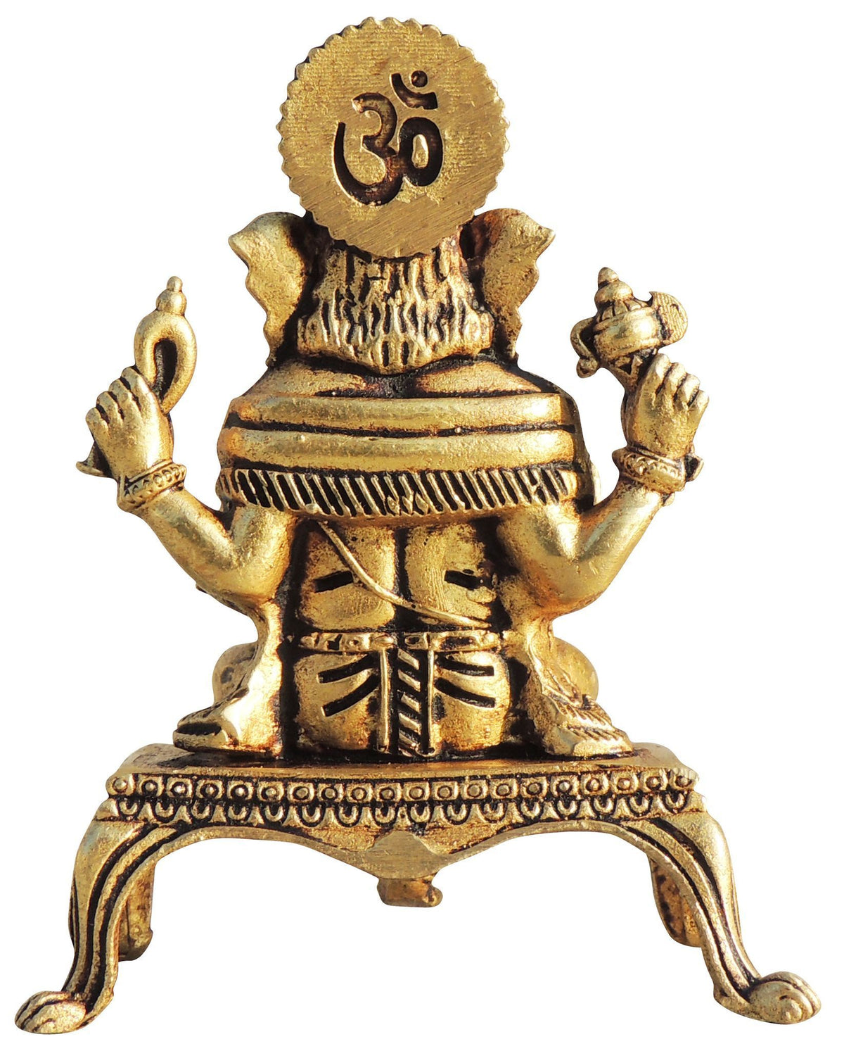 Brass Showpiece Ganesh On Chowki God Idol Statue, Made From Machine - 2.6*1.2*3.2 Inch (BS1699 G)