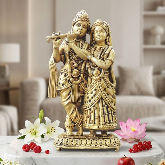 Brass Showpiece Radha Krishan Pair Statue, Made From Machine - 3*2*5.6 Inch (BS1733 F)