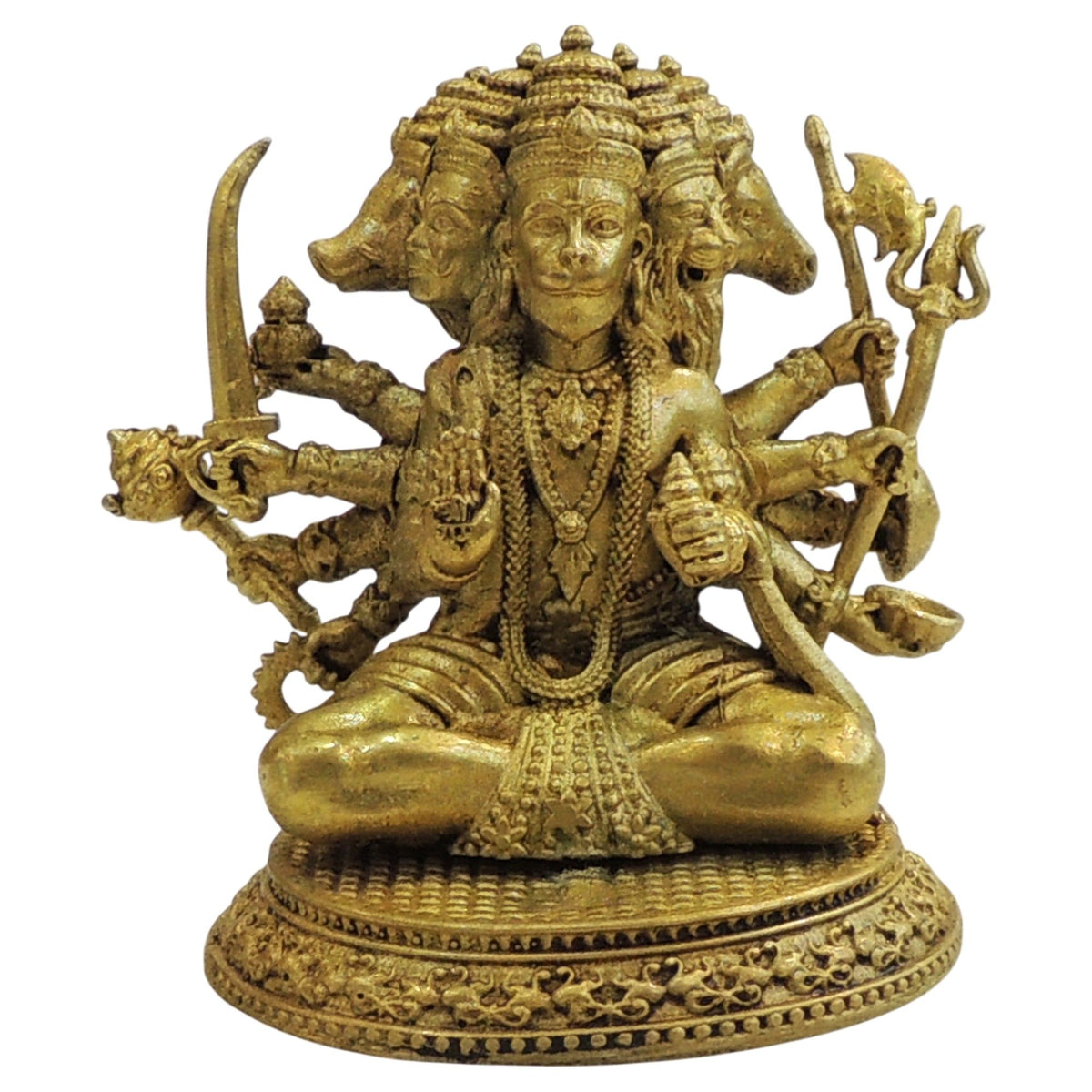 Brass Showpiece Panchmukhi Hanuman Ji God Idol Statue - 2.7*2*2.7 Inch (BS1736 B)