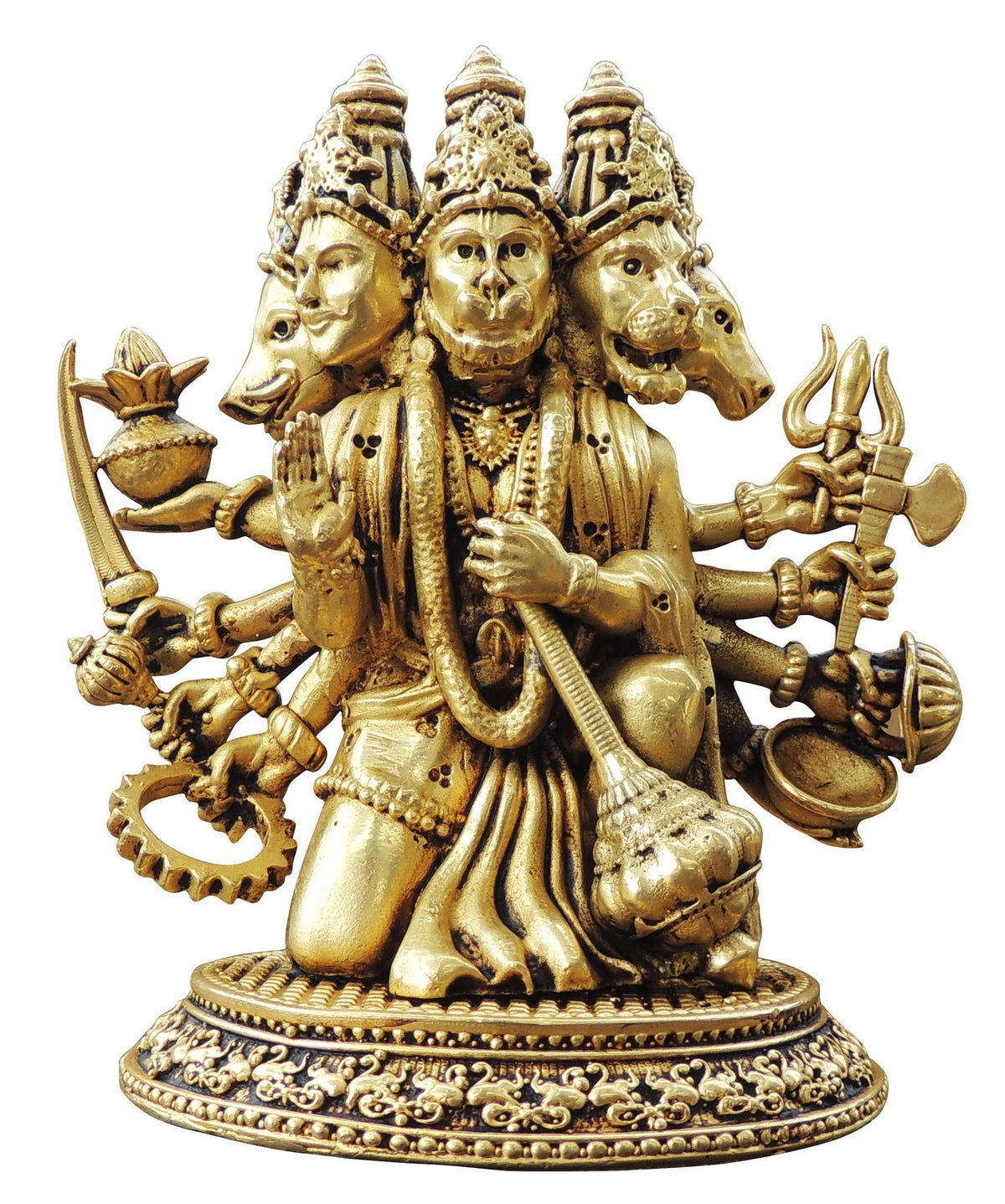 Brass Showpiece PanchMukhi Hanuman ji God Statue, Made From Machine - 5*3*5.5 Inch (BS1736 F)
