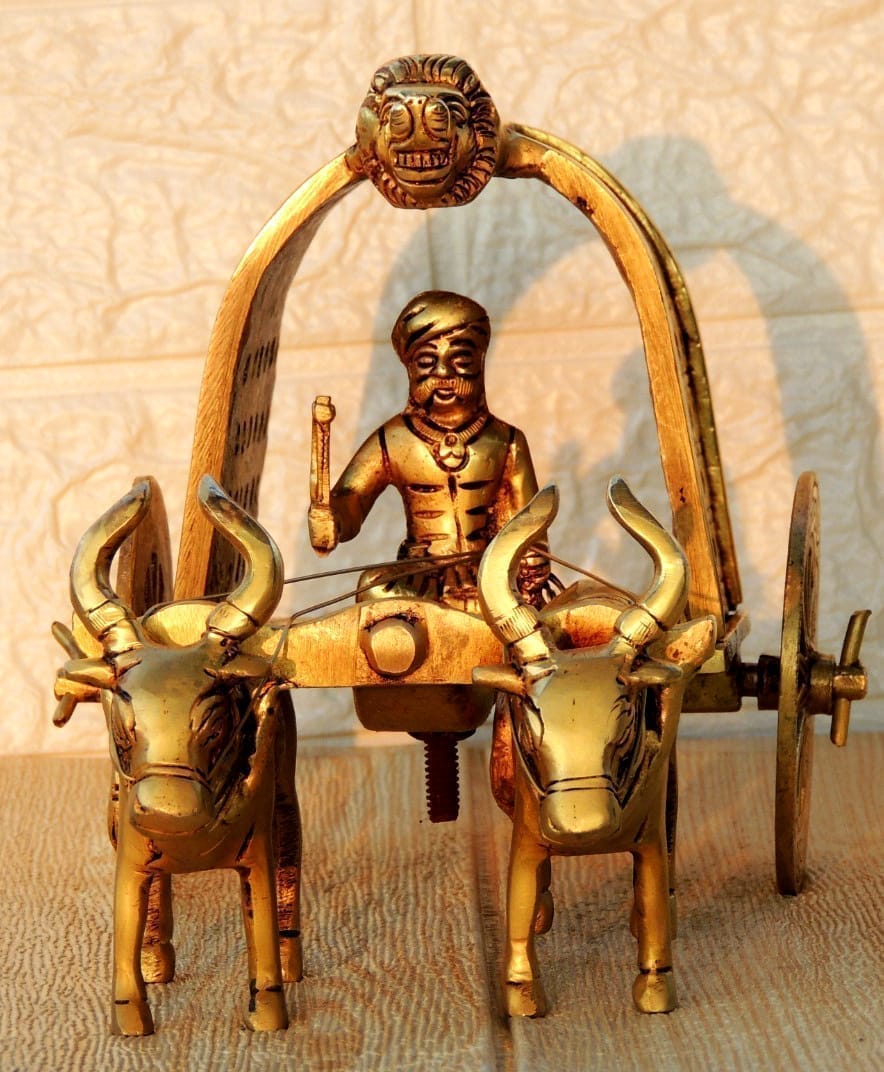 Brass Showiece Decorative Bull Cart - 10*5*5.5 Inch (BS1745 D)