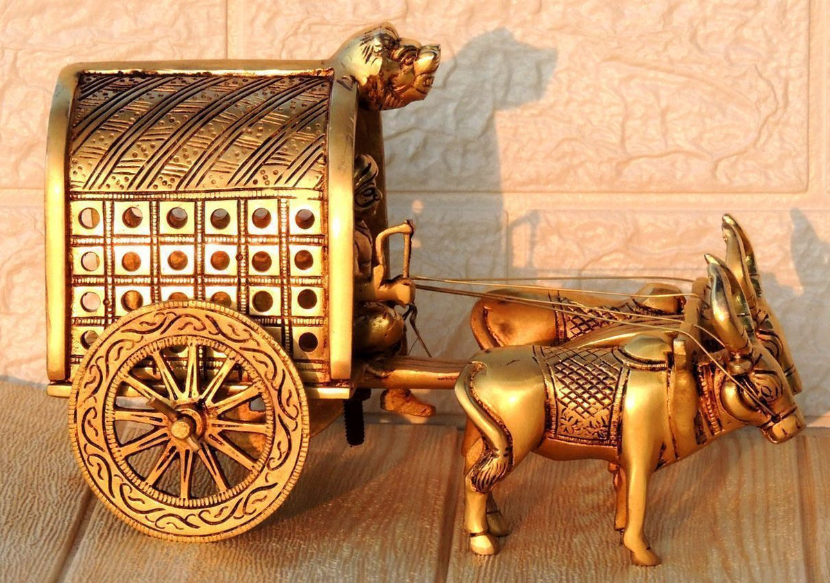 Brass Showiece Decorative Bull Cart - 10*5*5.5 Inch (BS1745 D)