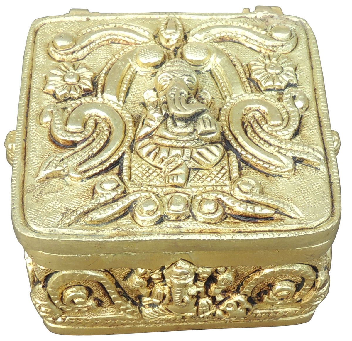 Brass Showpiece Ganesh Box God Idol Statue - 3.5*3*1.7 Inch (BS1754 C)