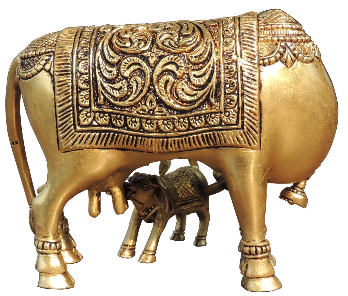 Brass Showpiece Cow With Calf God Idol Statue - 5.5*3.5*4.5 Inch (BS1771 E)