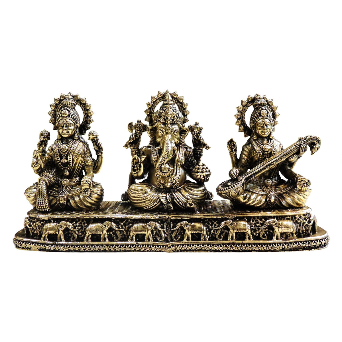 Brass Laxmi Ganesh Saraswati - 8*2*4 Inch (BS1772 E)