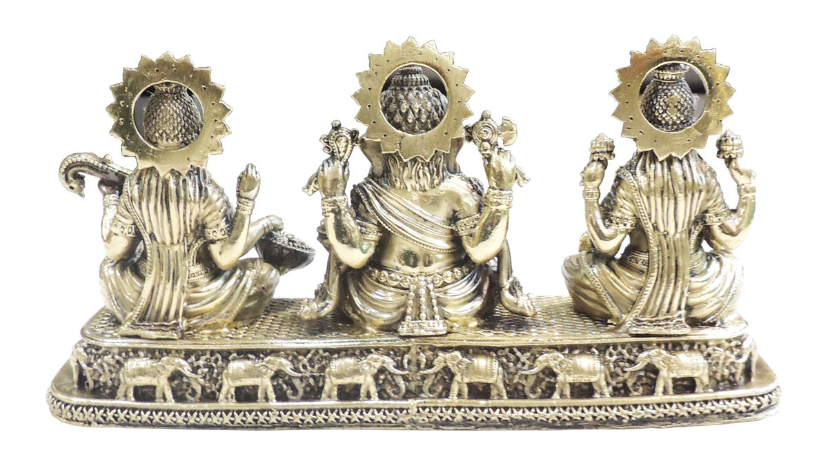 Brass Laxmi Ganesh Saraswati - 8*2*4 Inch (BS1772 E)