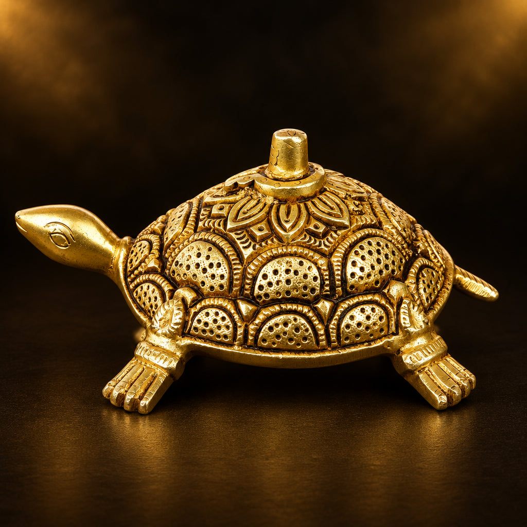 Brass Showpiece Tortoise God Idol Statue - 5*3.5*2 Inch (BS1784 D)