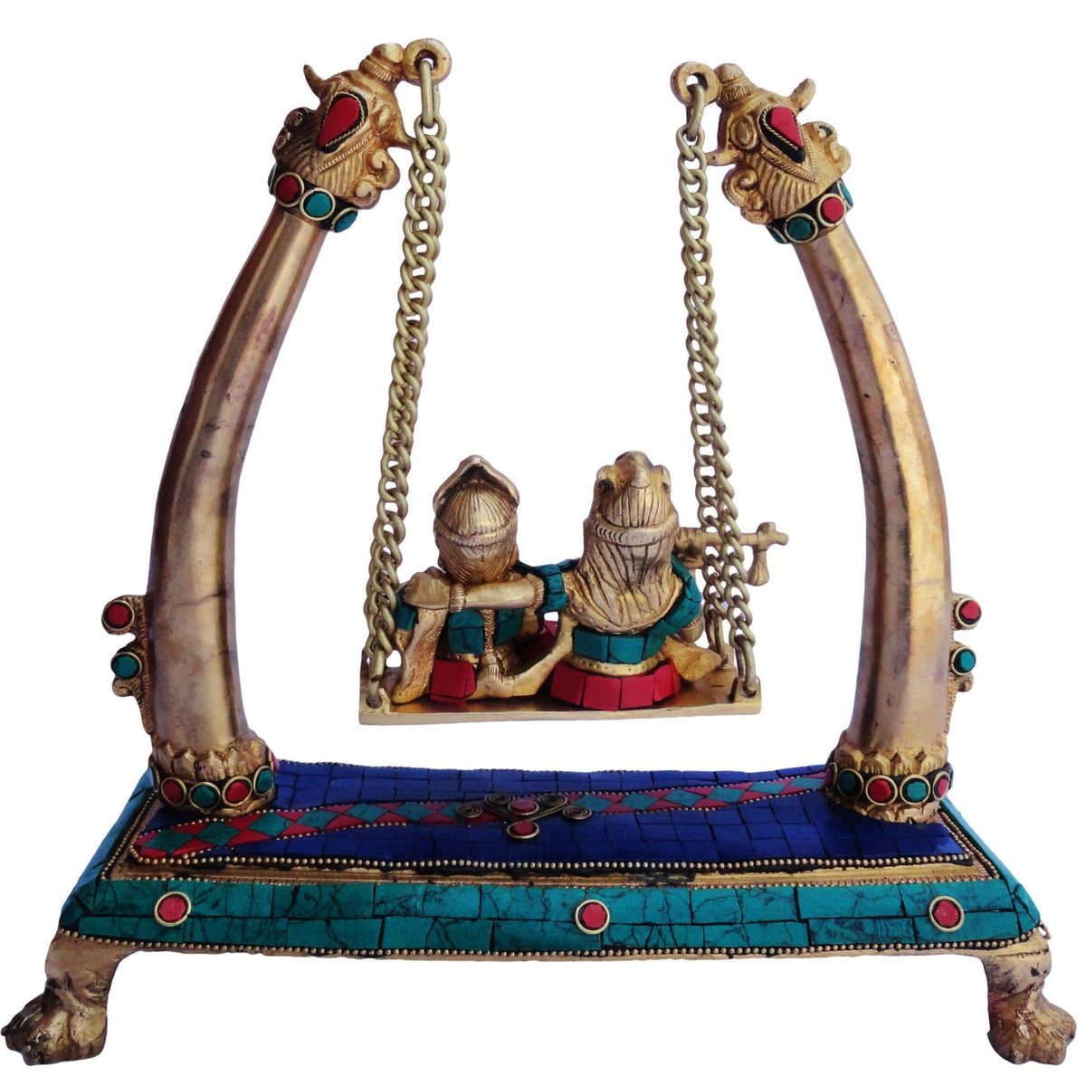 Brass Showpiece Radha Krishna Jhula StoneGod Idol Statue  - 10*4*11 inch (BS178)