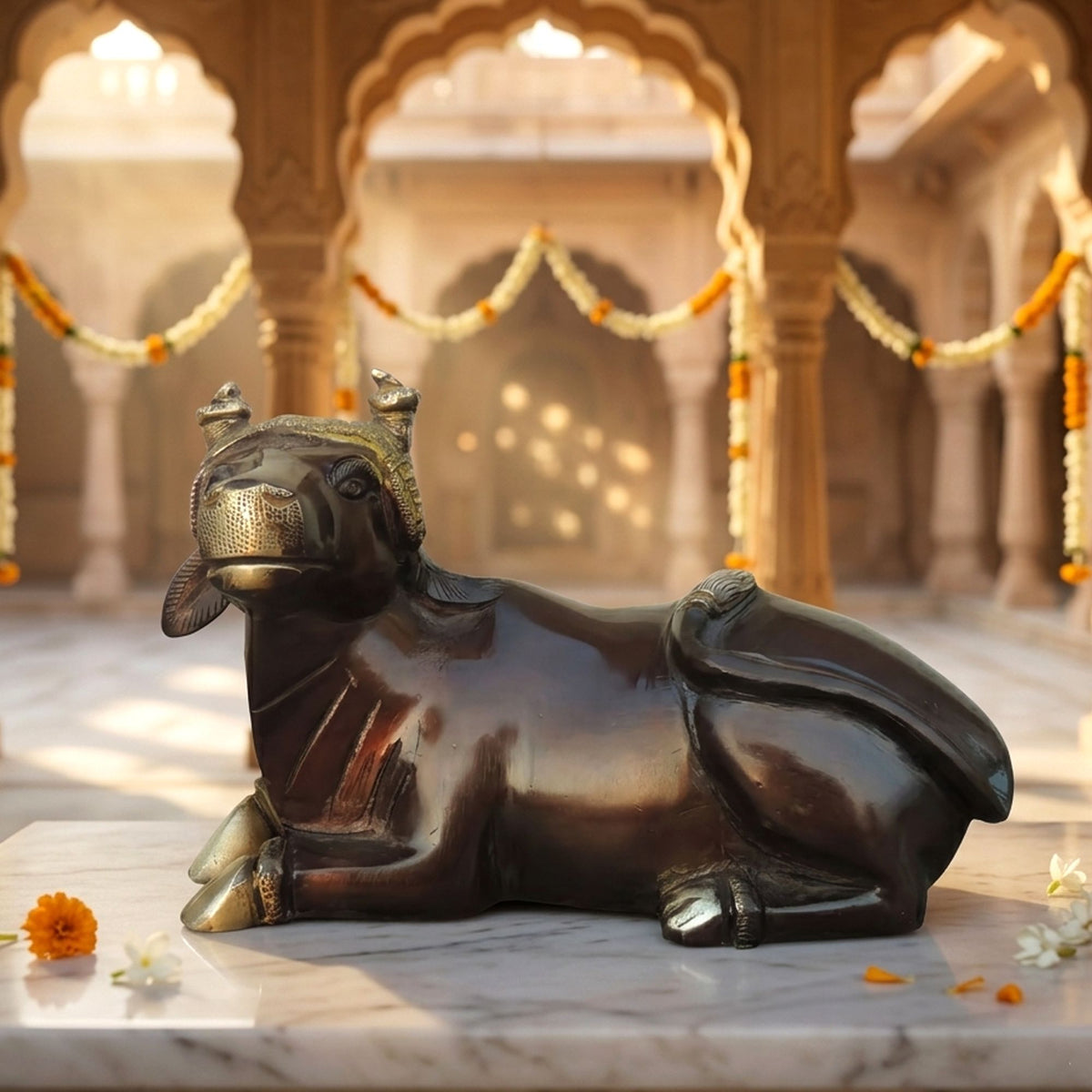 Brass Showpiece Nandi Ji God Idol Statue - 6*3*3.5 Inch (BS1790 D)