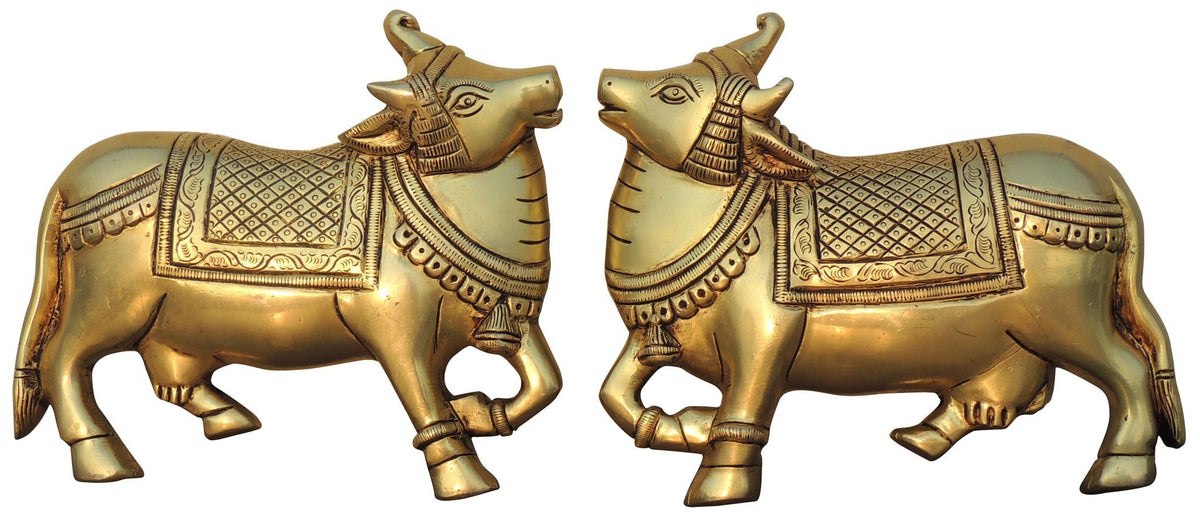 Brass Showpiece Wall Hanging Cow God Idol Statue - 8*1*6.5 Inch (BS1799 E)
