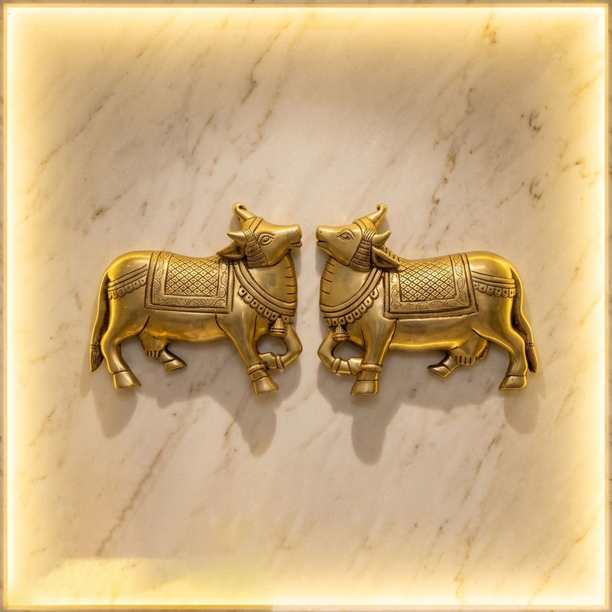 Brass Showpiece Wall Hanging Cow God Idol Statue - 8*1*6.5 Inch (BS1799 E)