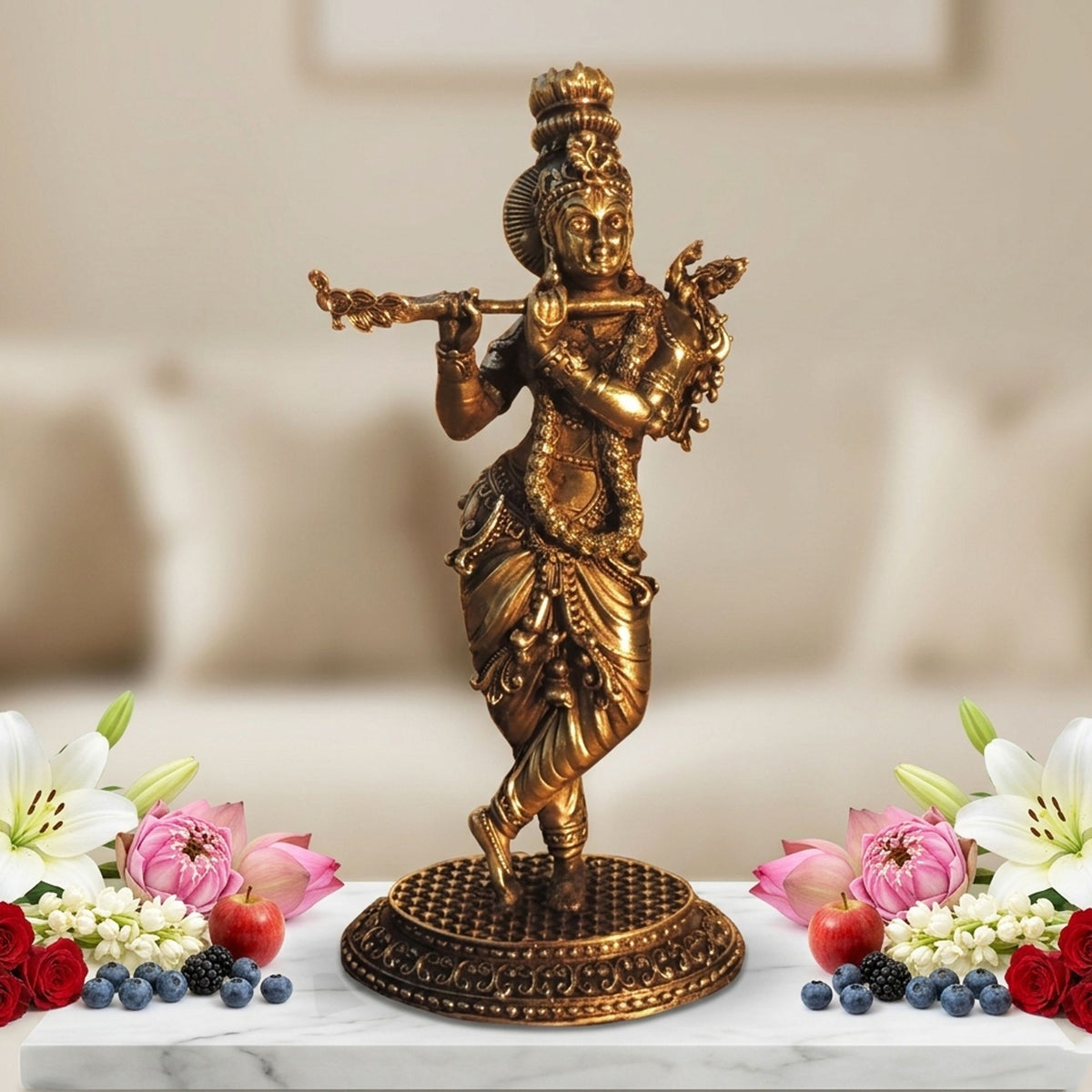 Brass Showpiece Krishna God Idol Statue - 3*2*6.2 Inch (BS1806 C)