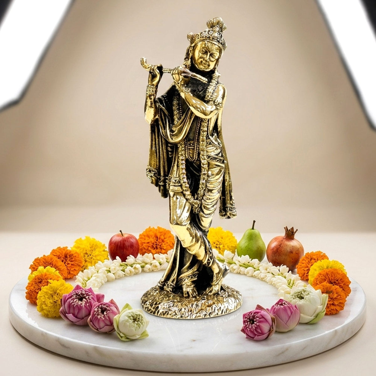 Brass Showpiece Krishna Ji God Idol Statue - 2*2*6 Inch (BS1806 D)