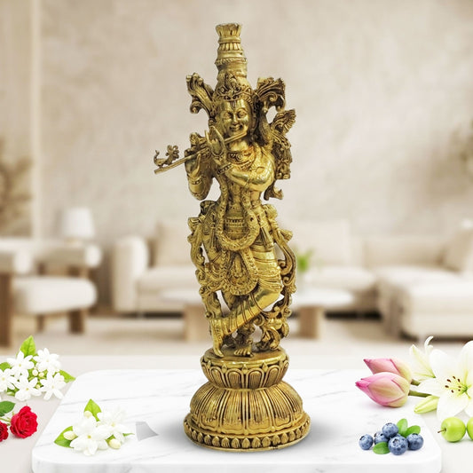 Brass Showpiece Krishna God Idol Statue - 3.5*3*11 Inch (BS1818 E)