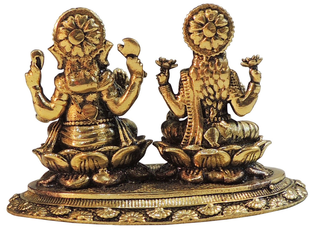 Brass Showpiece Ganesh Laxmi God Idol Statue - 3.2*2*2 Inch (BS1820 D)