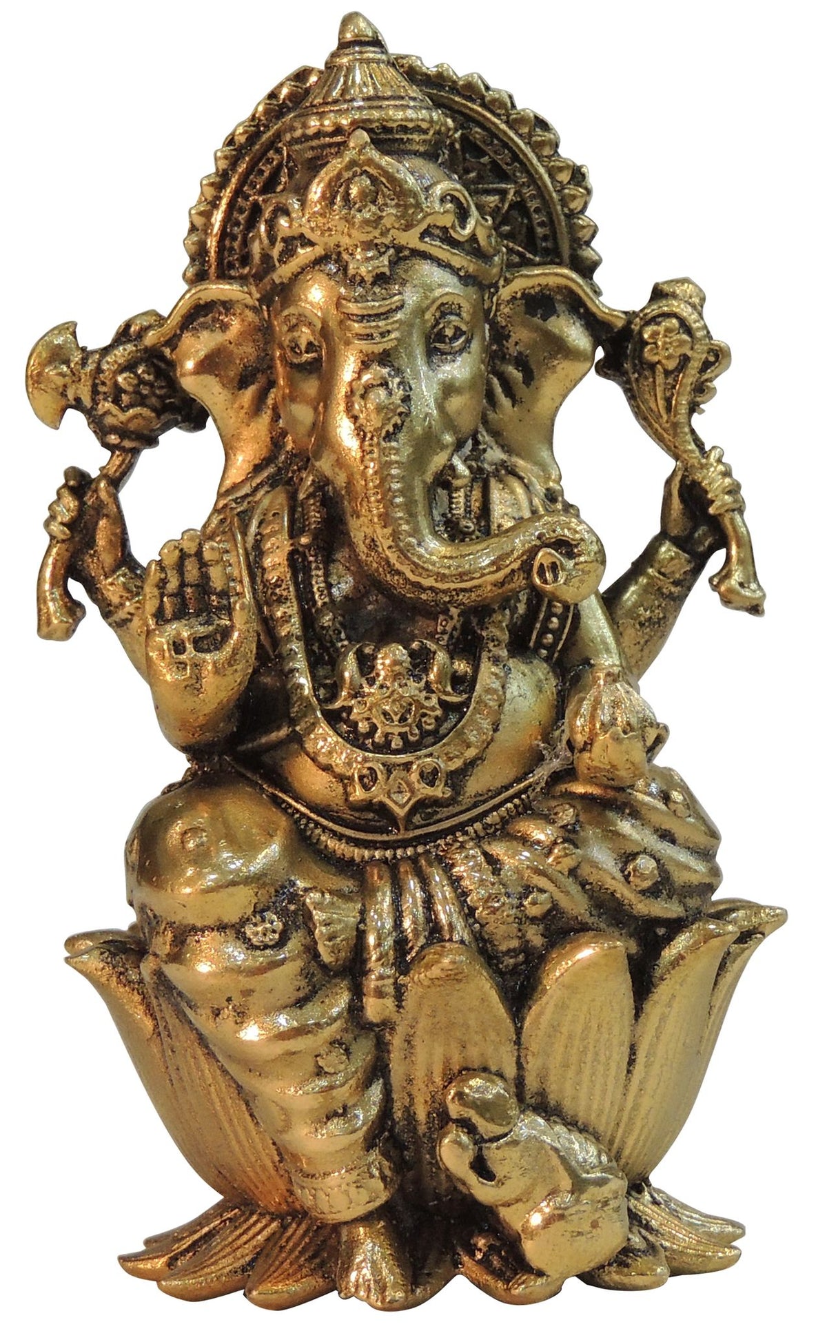Brass Showpiece Ganesh Ji God Idol Statue - 3*2.5*4.5 Inch (BS1824 G)