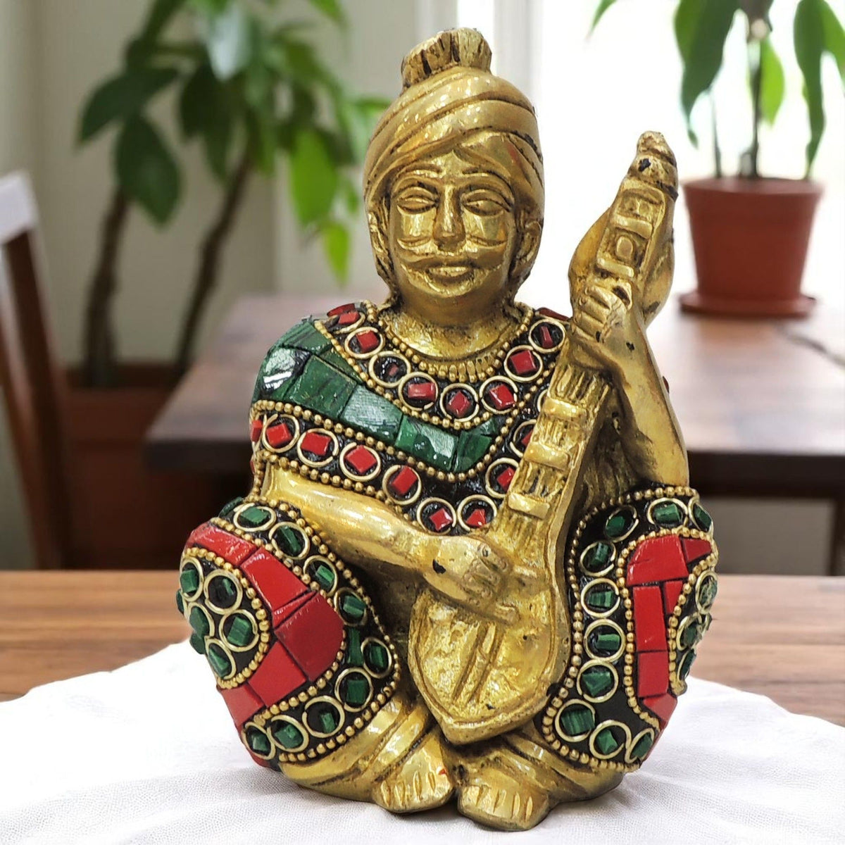 Brass Showpiece Male Musical Statue - 3*2.5*4.5 Inch (BS1830 C)