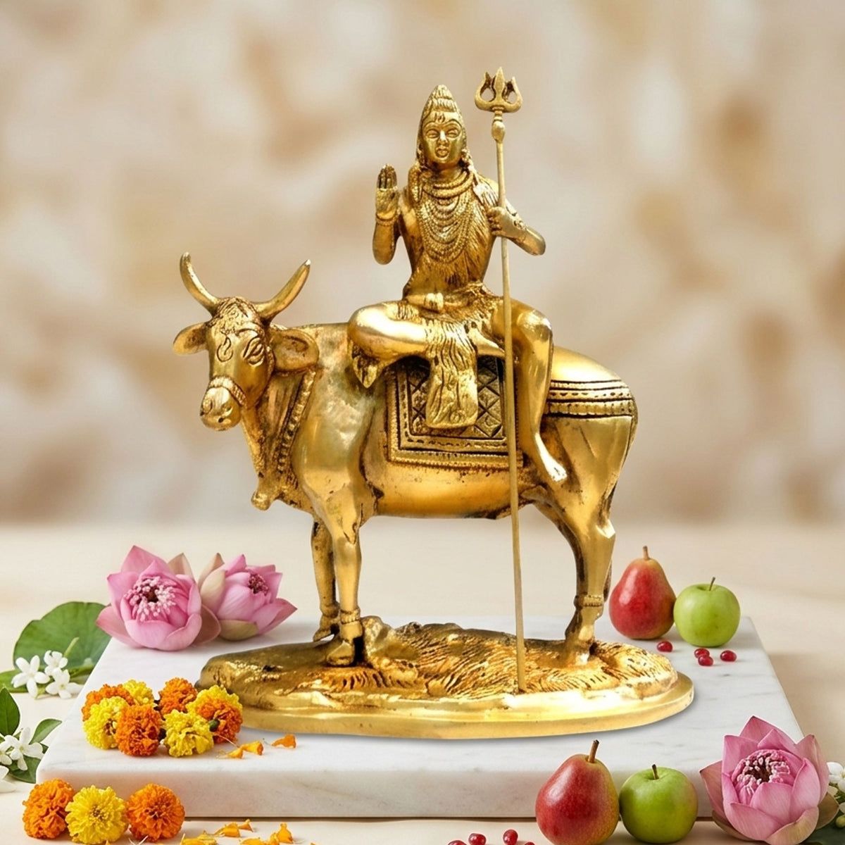 Brass Showpiece Shiv Ji On Nandi God Idol Statue - 7*3.5*9 Inch (BS1835 C)