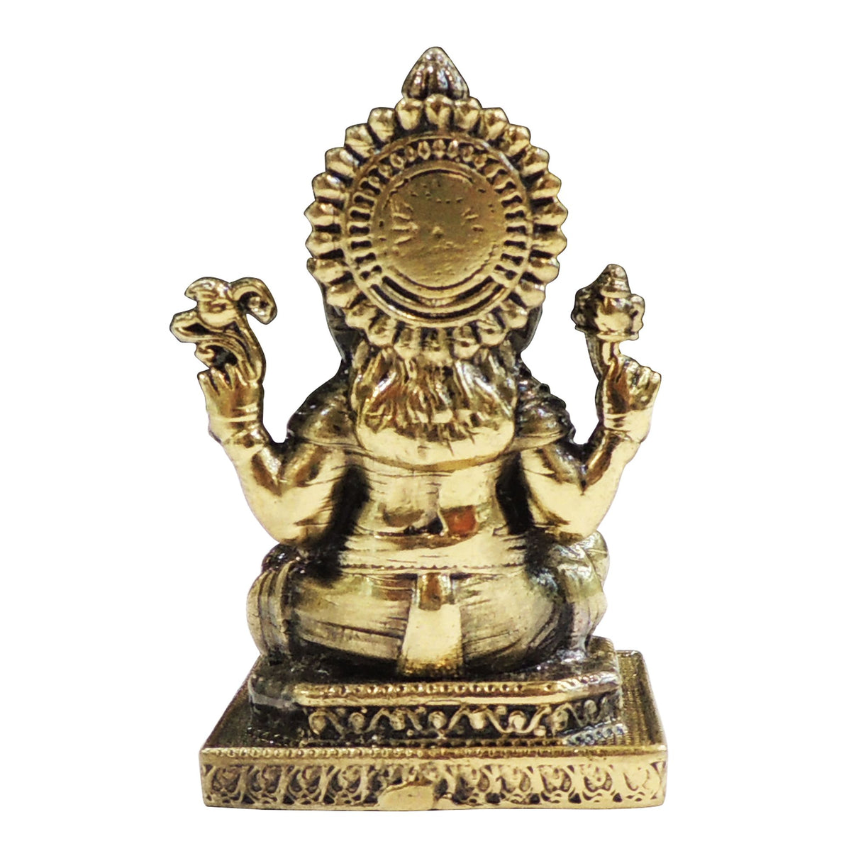 Brass Showpiece Ganesh Ji Square Base God Idol Statue - 1.5*1.5*2.2 Inch (BS1850 G)