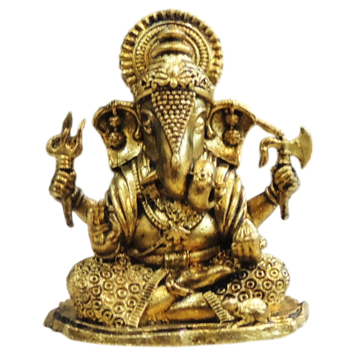 Mini Brass Ganesh Ji Idol Statue for Car Dashboard & Gifting - 1*1*1.5 Inch (BS1851 E)