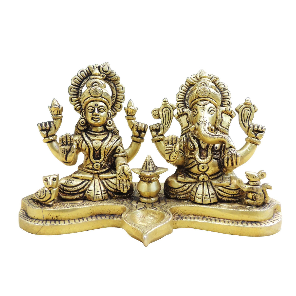 Brass Showpiece Laxmi Ganesh God Idol Statue - 7.5*4*4 Inch (BS1881 E)