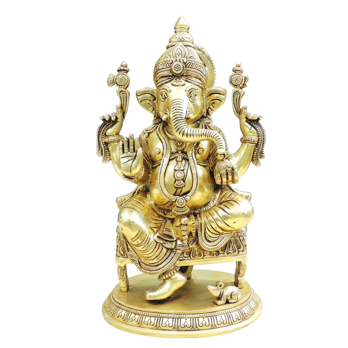 Brass Showpiece Ganesh God Idol Statue - 9*7*15.5 Inch (BS1891 G)