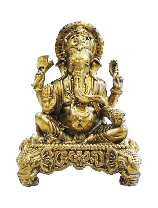 Mini Brass Ganesh Ji Idol Statue for Home Temple & Gifting - 1.5*1*2 Inch (BS1925 G)