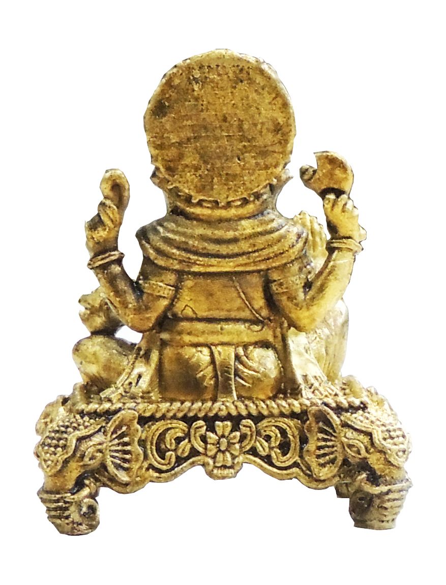 Mini Brass Ganesh Ji Idol Statue for Home Temple & Gifting - 1.5*1*2 Inch (BS1925 G)
