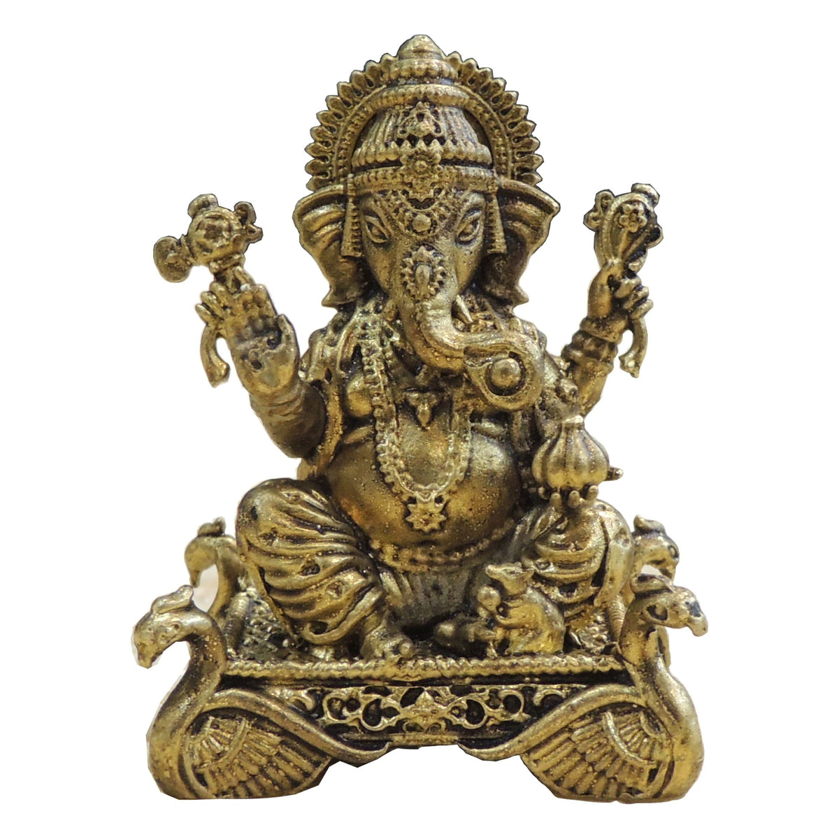 Small Brass Ganesh Ji Idol Statue for Home Temple - 1.5*1*2 Inch (BS1926 G)