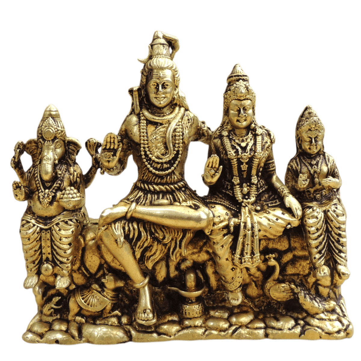 Brass Shiv Parivar Idol Statue for Home Temple, Medium Size - 4.7*1.5*4.2 Inch (BS1932 E)