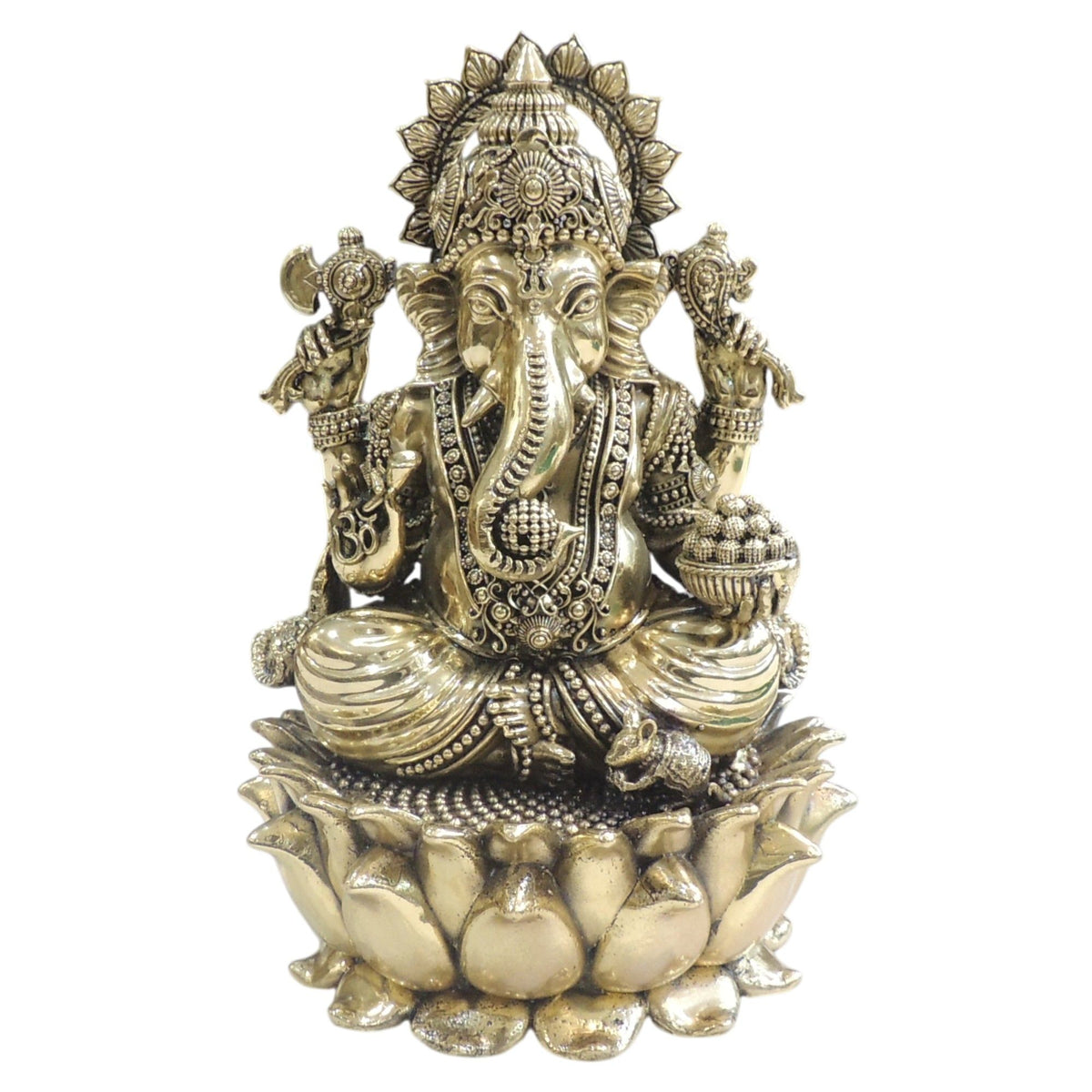 Brass Ganesh Ji Idol Statue for Home Temple, Large Size - 6*6*9 Inch (BS1945 G)