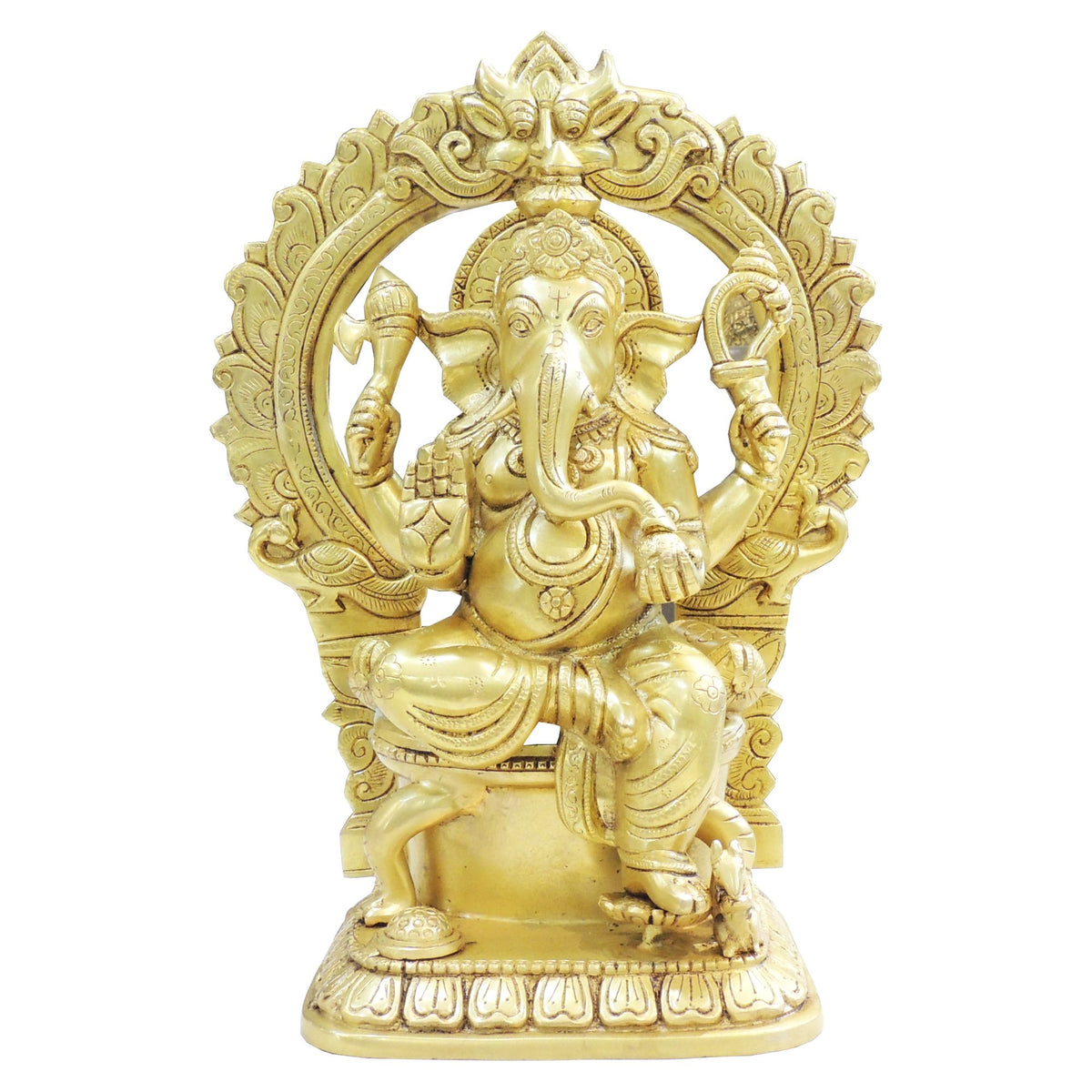 Brass Ganesh Ji With Frame Idol - Wall Hanging Showpiece - 12.5*7.5*17 Inch (BS1951 D)