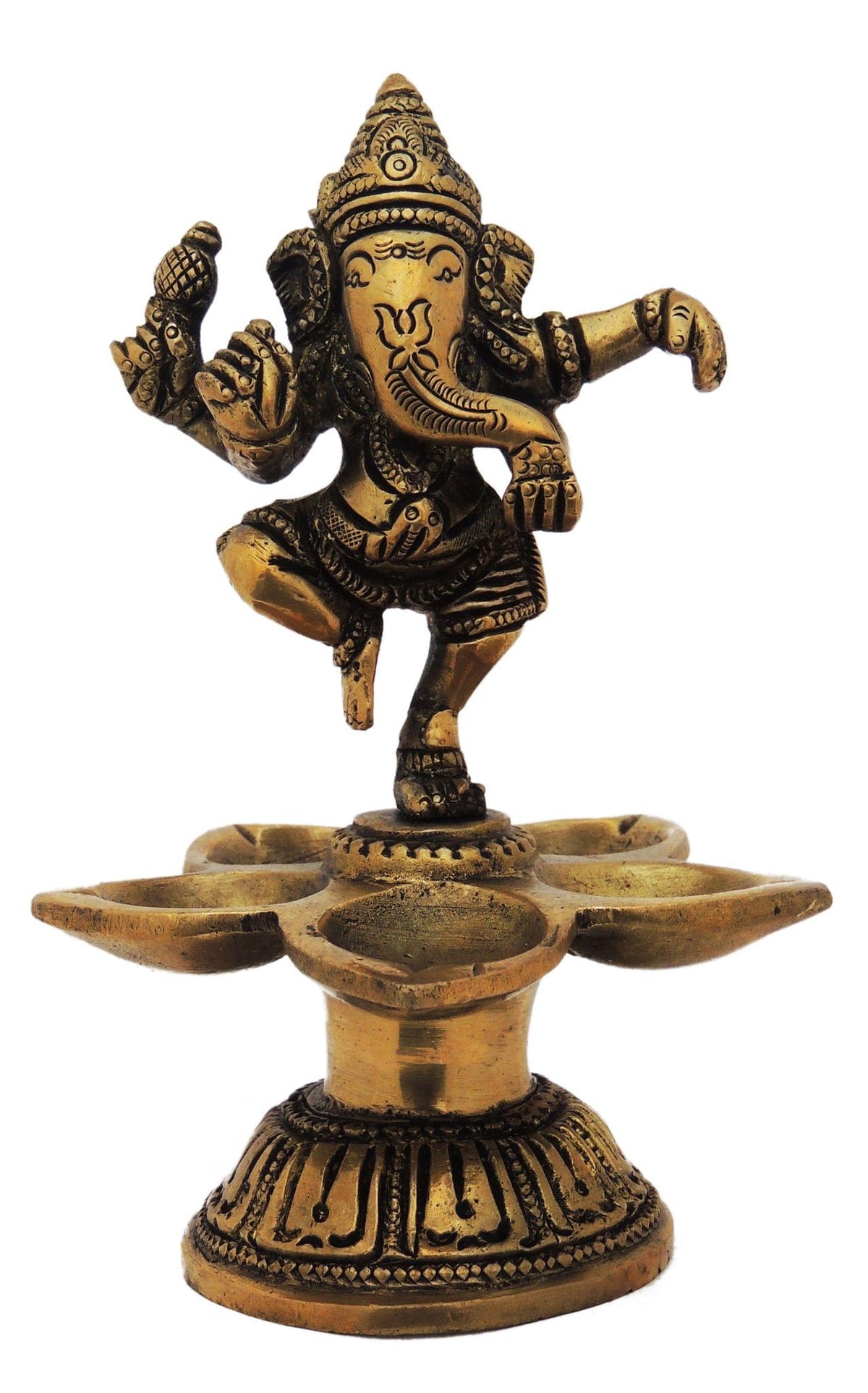 Brass Showpiece Dancing Ganesha Statue - 3.5*3.5*5.2 Inch (BS218 B)