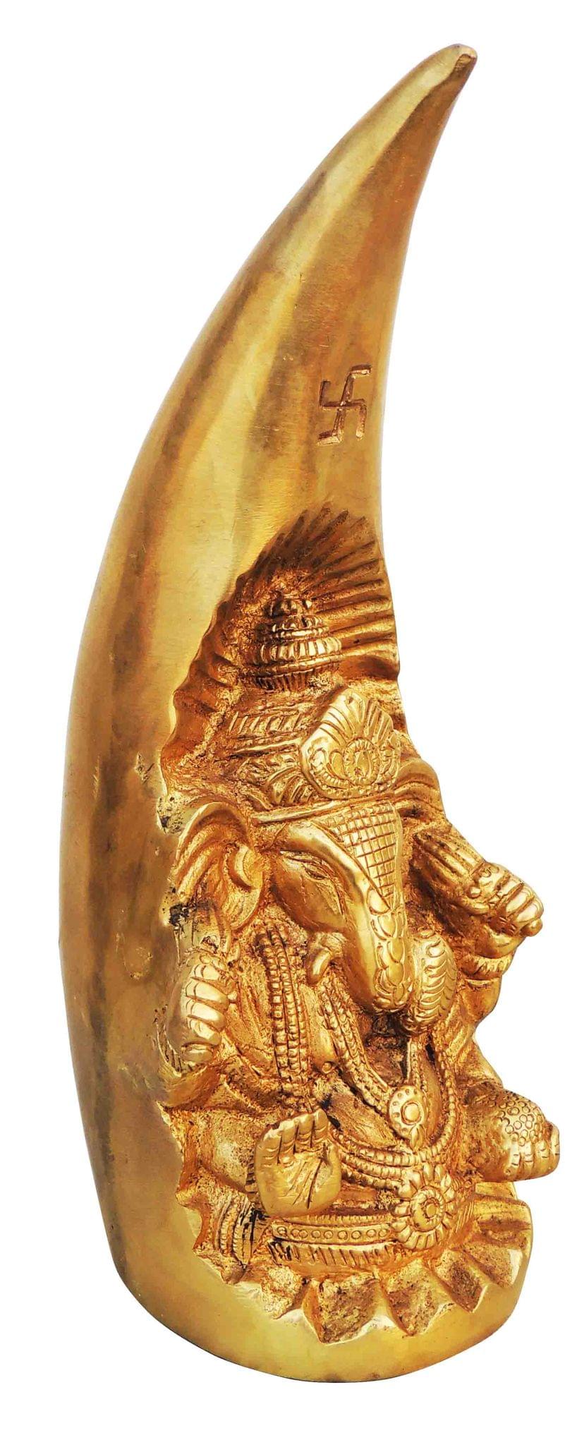 Brass Showpiece Teeth Ganesh, Dant Ganesh God Idol Statue - 3.3*3.5*8.4 Inch (BS247)