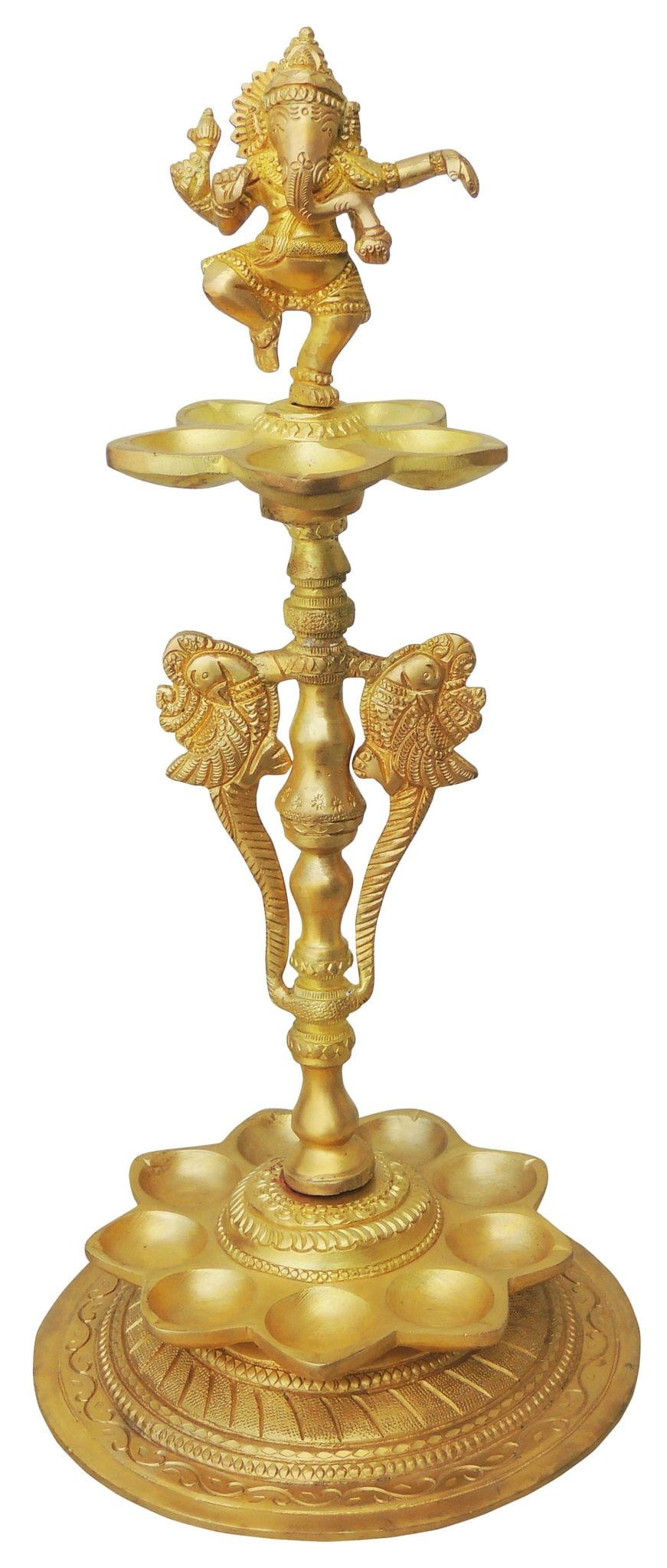 Brass Table D?cor Oil Lamp, Deepak - 6*6*12.5 Inch (BS291)