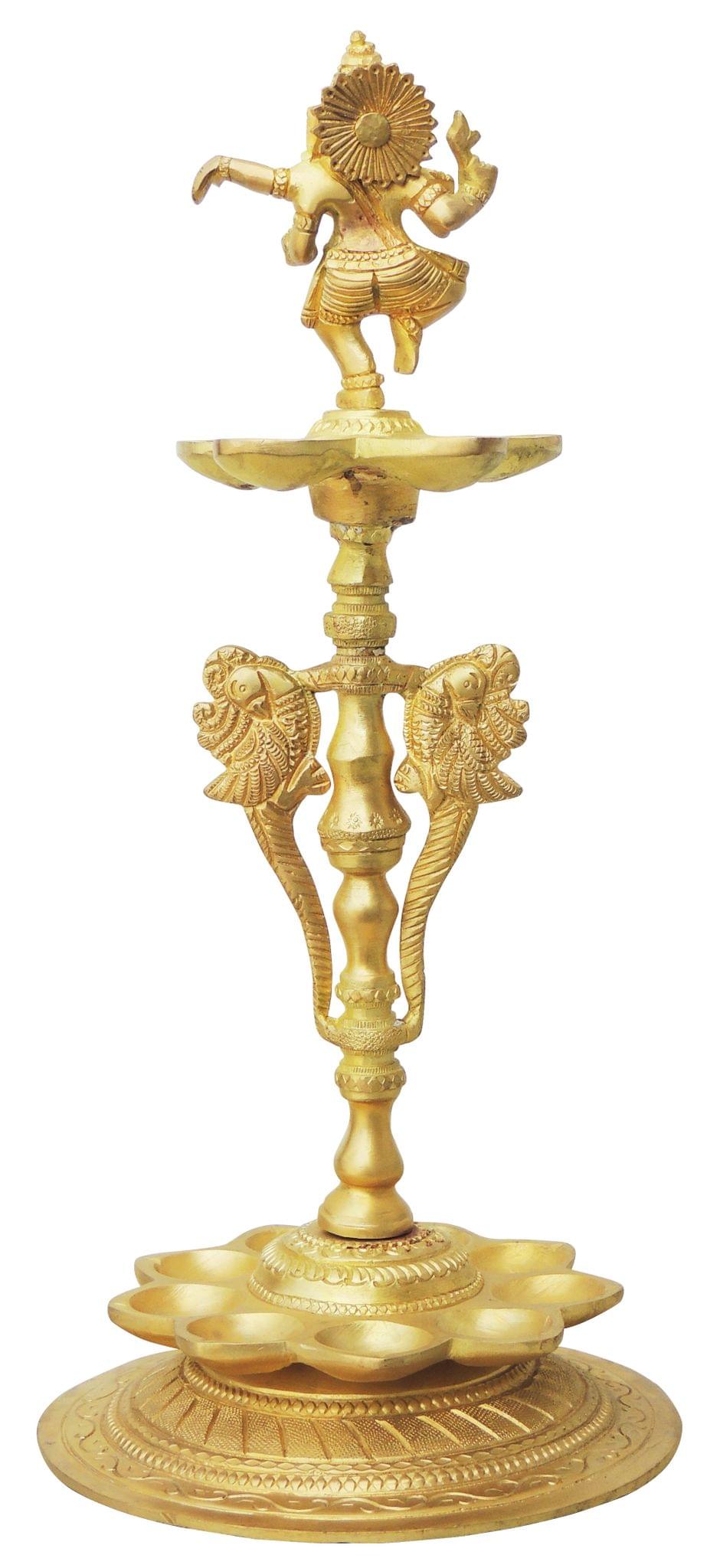 Brass Table D?cor Oil Lamp, Deepak - 6*6*12.5 Inch (BS291)