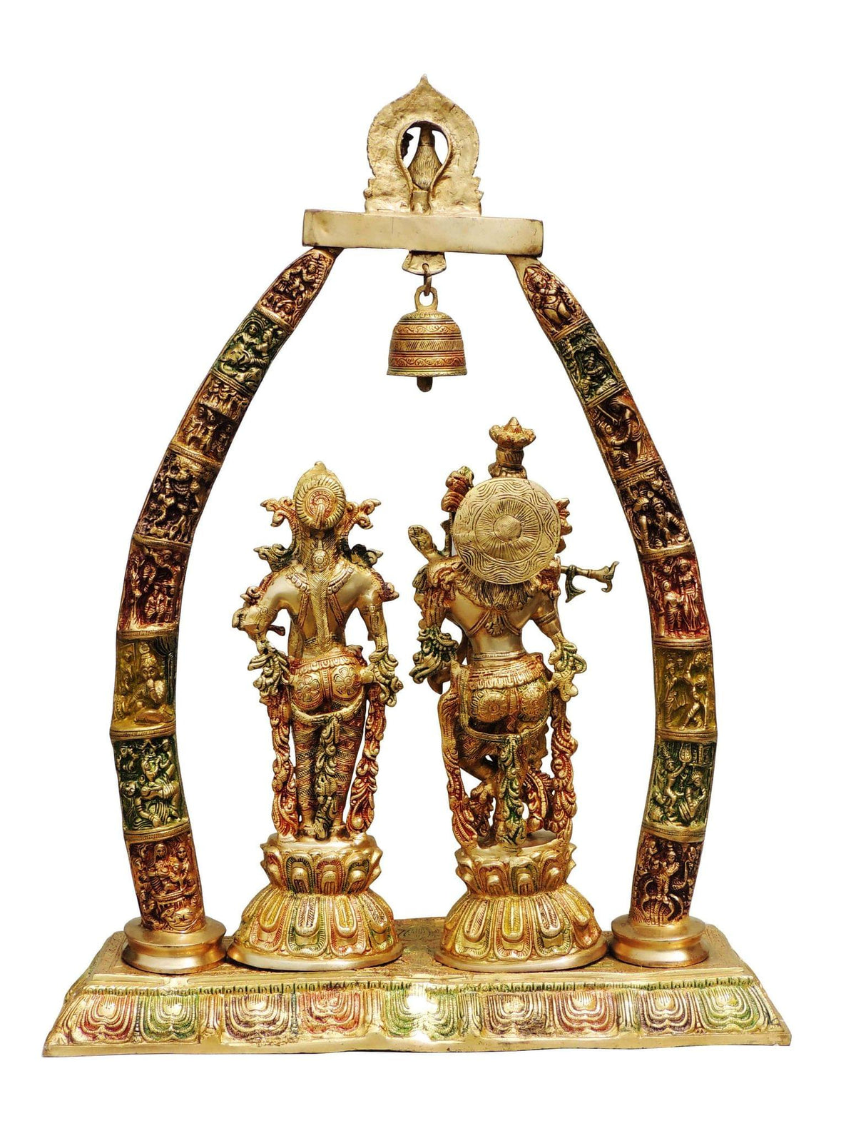 Brass Showpiece Radha Krishna Darbar Colour God Idol Statue  - 24.5*9.8*31.7 inch (BS301 B)